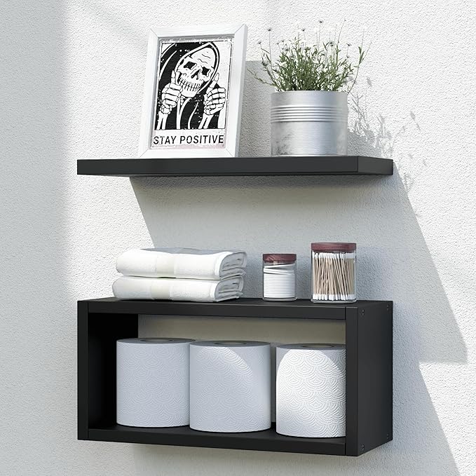 RICHER HOUSE Floating Shelves Bathroom, Above Toilet Bathroom Shelves, Wall by RicherHouse