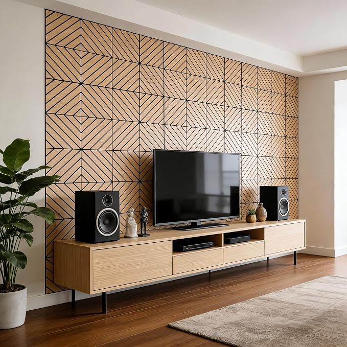WoveN SounD Artisan Acoustic Wall Panels, 16 Pack 12x12 Inch, PVC Wood Grain - Image 7