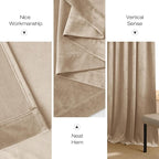 NICETOWN Beige Velvet Room Darkening Curtains, Home Decor Light Blocking - Image 6