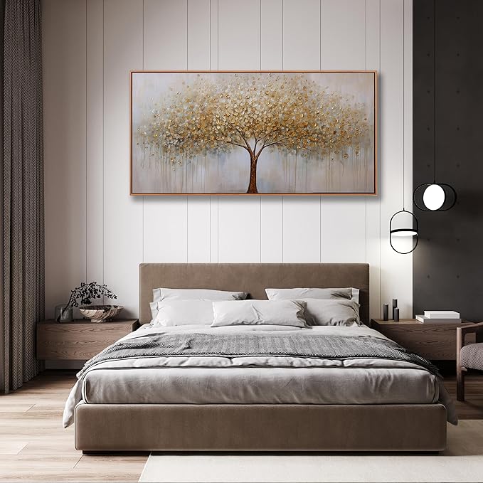 Abstract Wall Art Gold Tree of Life Framed Artwork Canvas Painting Textured - Image 5