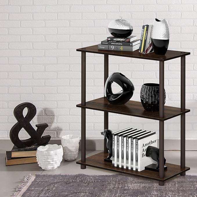 Furinno TURN-N-TUBE Storage Shelves, 3-Tier Book Shelf, Corner Shelf, Toolless - Image 2