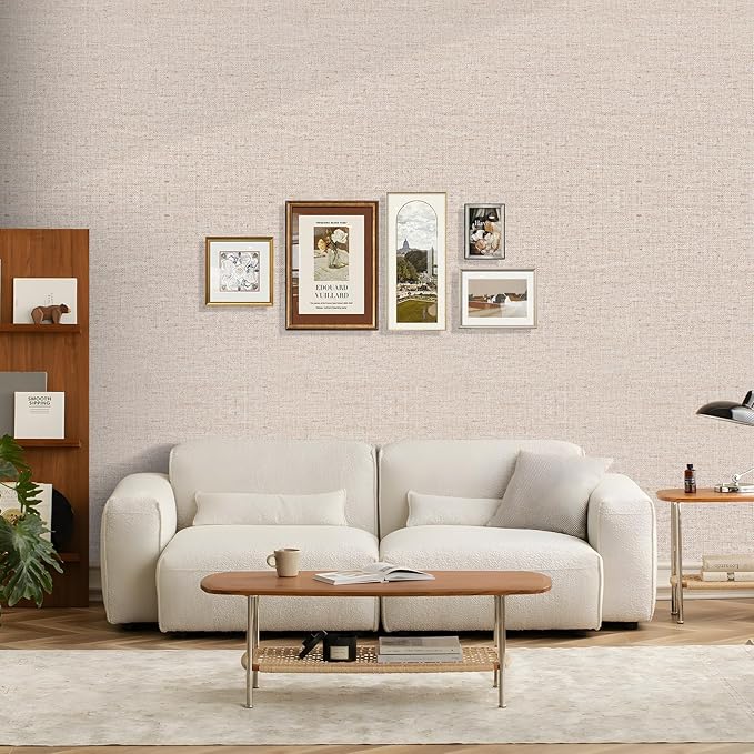 Beige Grasscloth Wallpaper Peel and Stick Contact Paper 15.75inchx118.11inch - Image 5