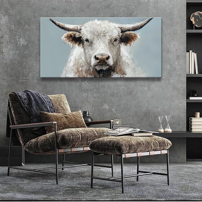 Wall Art Freedom Highland Cow Painting Wild Animal Cattle Canvas Art Wall Decor - Image 2