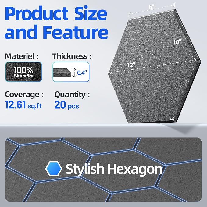 20 Pack Hexagon Acoustic Panels - Image 5