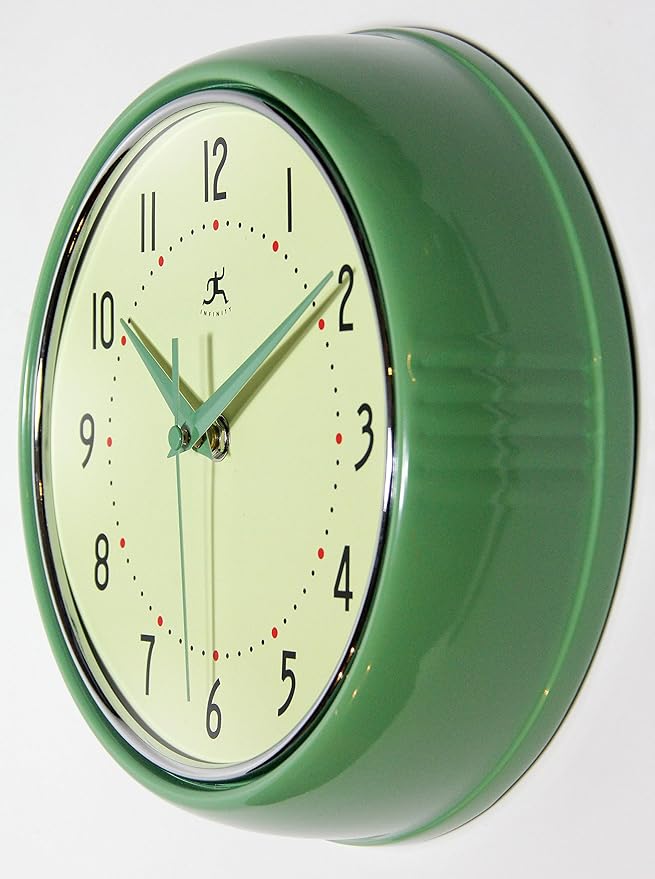 Infinity Instruments LTD. Retro 9 inch Silent Sweep Non-Ticking Mid Century - Image 3