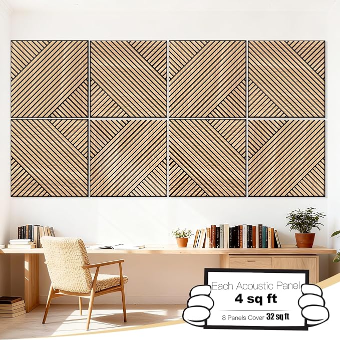 Mollywell Art Acoustic Wall Panels, 24x24 Inch 8 Pack, Wood Veneer, Sound - Image 2