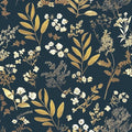 Dark Blue Leaf Wallpaper Peel and Stick Dark Blue Floral Wallpaper by Laatse