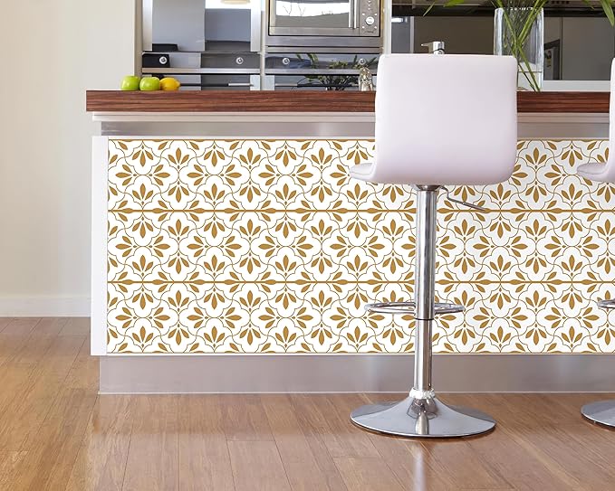 FLFK Wallpaper Border Gold and White Patterns Peel and Stick Wall Border Self - Image 6