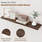 Floating Shelves for Wall Decor, Rustic Solid Elm Wood Live Edge Floating - Image 3