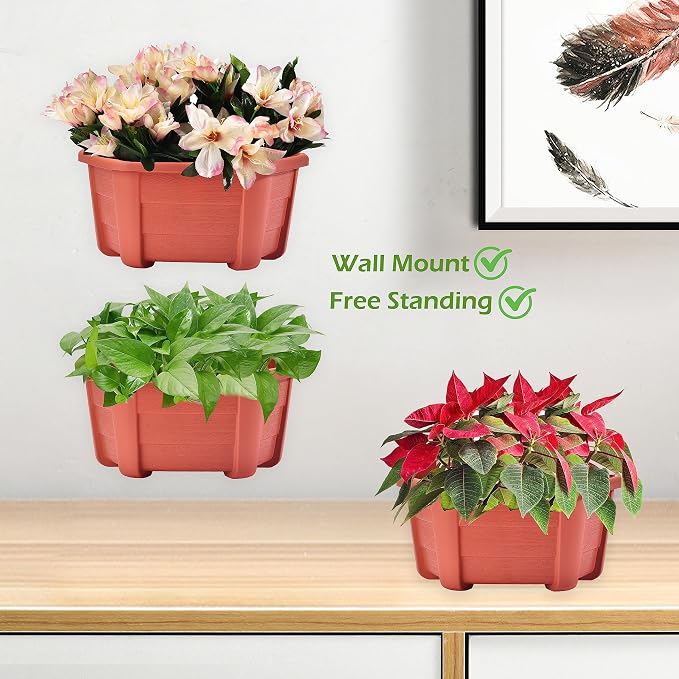 9.8 inch 8 Pack Brick Red Wall Hanging Planters - Image 5