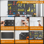 Peg Board, Includes 4 Pack 24''X12'' Large Black Peg Board - Image 3