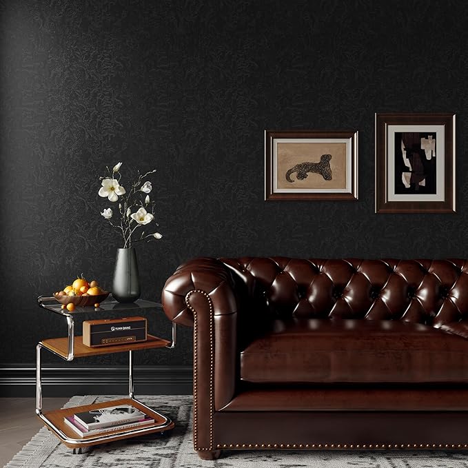 Abyssaly Black Textured Wallpaper Peel and Stick - Image 9