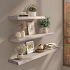 Live Edge Floating Shelves Set of 2, 36 Inch Solid Elm Wood Wall Shelves - Image 2