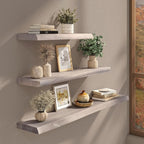 Live Edge Floating Shelf, 48 Inch Solid Elm Wood - Image 2