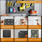 Peg Board, 4 Pack Black Peg Board Panels, 50lbs Load Capacity Each, Pegboard - Image 6
