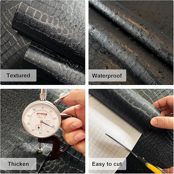 Zeeko Black Peel and Stick Wallpaper 17.3" x 590" Removable Crocodile Wallpaper - Image 2