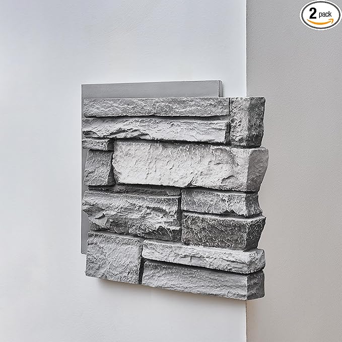 Fogstone Right-Hand Corner Panel Artisan Hand Painted 90-Degree Faux Stone by Wallwell