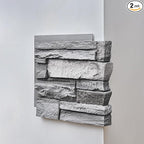 Fogstone Right-Hand Corner Panel Artisan Hand Painted 90-Degree Faux Stone by Wallwell