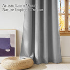 NICETOWN Light Grey Faux Linen Room Darkening Rod Pocket Curtains 63 inch Length - Image 3