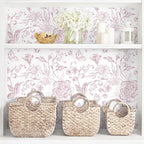 Yasinet Pink Floral Wallpaper Boho Peel and Stick Wallpaper Pink and White - Image 4