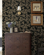 Ismoon Peel and Stick Wallpaper Black and Gold Stick on Wallpaper Dark Floral - Image 6