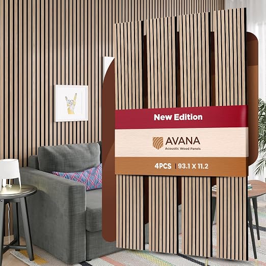 Avana Acoustic Wood Wall Panels – 93.2x11.25 Inch Panels – Fits 94x12 Layout – by AvanaHome