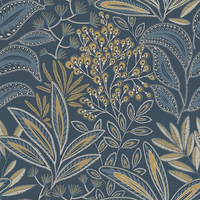 Safiyya Blue Vintage Floral Wallpaper Peel and Stick Contact Paper 17.3" x by SAFIYYA