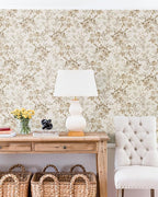 Erfoni 16.9" x118" Boho Floral Peel and Stick Wallpaper Beige Flower and Leaf - Image 6