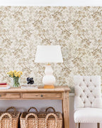 Erfoni 16.9" x394" Beige Floral Peel and Stick Wallpaper Boho Floral Leaf - Image 8