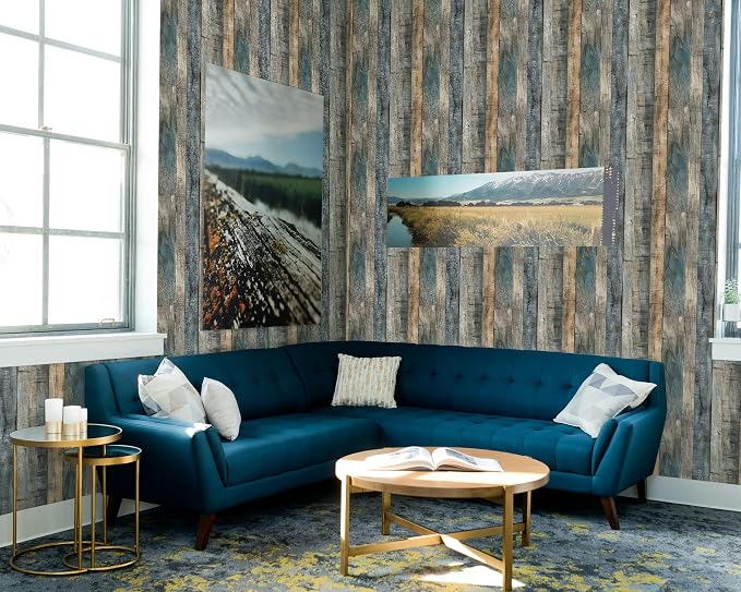 FLFK Peel and Stick Wallpaper Vintage Grey Wood Contact Paper - Image 6