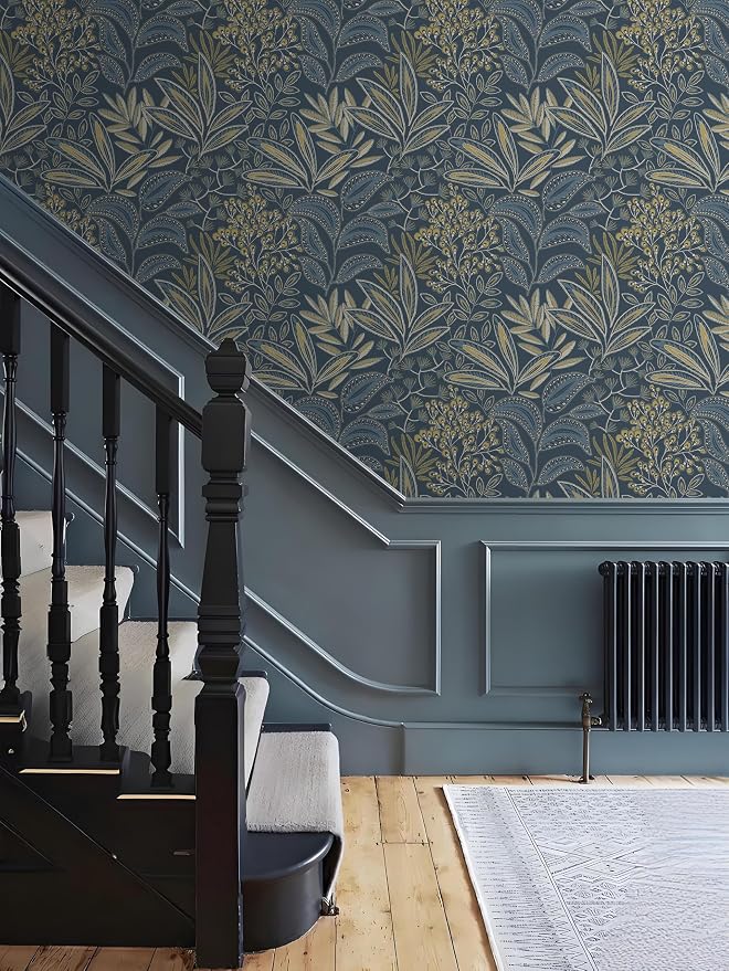 Safiyya Blue Vintage Floral Wallpaper Peel and Stick Contact Paper 17.3" x - Image 3