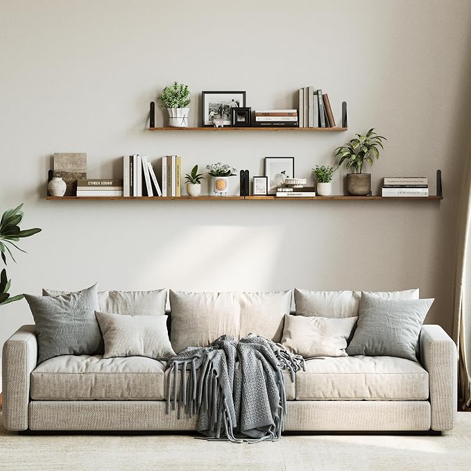 WOPITUES Floating Shelves for Wall 48″W x 8″D, Long Wall Mounted Shelves Set of - Image 2