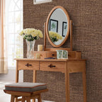 Brown Grasscloth Peel and Stick Wallpaper 17.3"x300" Faux Linen Textured - Image 7