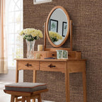 Brown Grasscloth Peel and Stick Wallpaper 17.3"x480" Faux Linen Textured - Image 5
