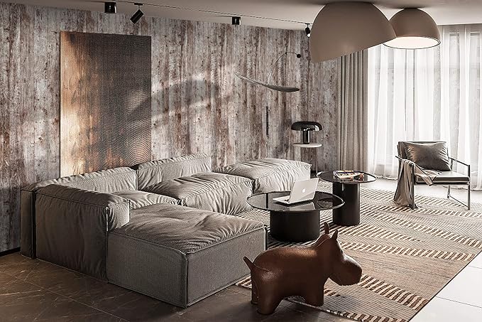 Dimoon Wallpaper 118"x17.7" Wood Peel and Stick Wallpaper Thicken Dark Grey - Image 6