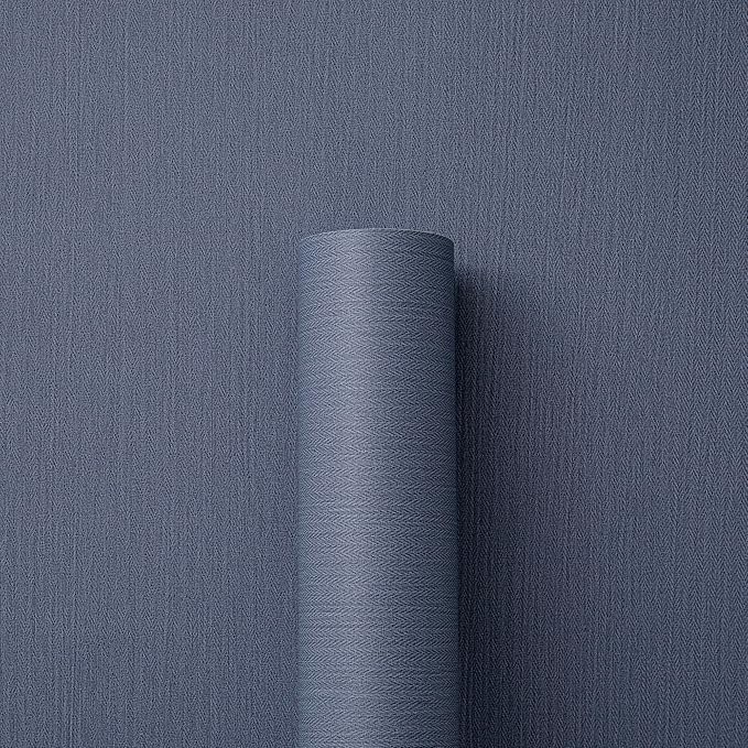 24"x393" Navy Blue Grasscloth Peel and Stick Fabric Textured Contact Paper - Image 5
