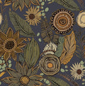 Boho Wallpaper Peel and Stick, Vintage Blue Yellow Floral Contact Paper 17.5" x by Laatse