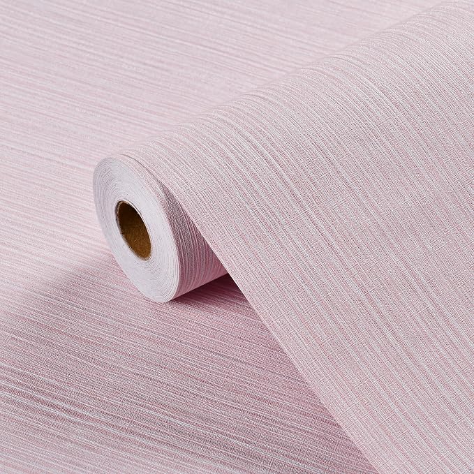 Haimin Grasscloth Wallpaper Textured 24in X 393in Fabric Contact Paper Pink - Image 7