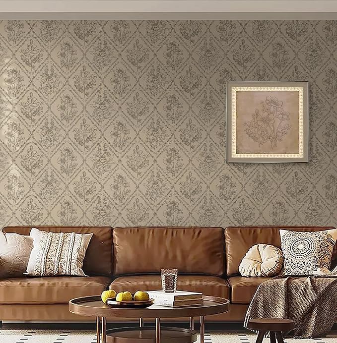 Toduso Peel and Stick Wallpaper Vintage Wall Paper Boho Contact Paper Brown - Image 5
