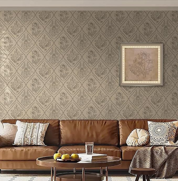 Toduso Peel and Stick Wallpaper Vintage Wall Paper Boho Contact Paper Brown - Image 5