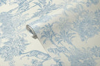 RollsRolla Toile Blue and White Peel and Stick Wallpaper Accent Wall French - Image 6