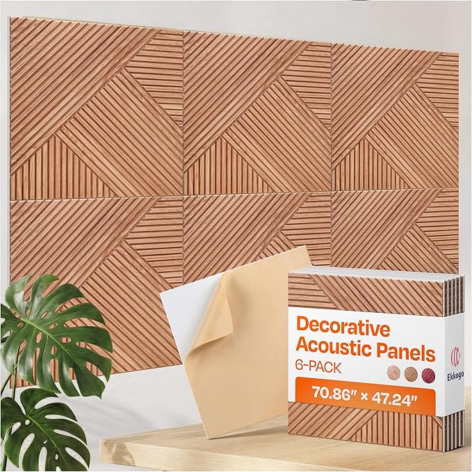 XL Acoustic Wall Panels 6-Pack Decorative Acoustic Panels High Density Sound by EkkogoAcousticPanels