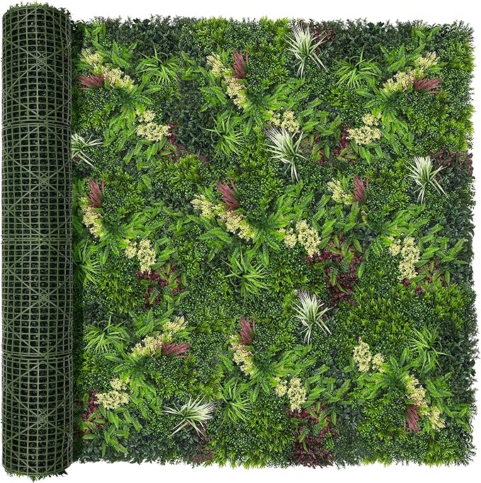 Artificial Ivy Boxwood Roll: 80"x120" UV Resistant Green Leaves Faux by DOPGIB