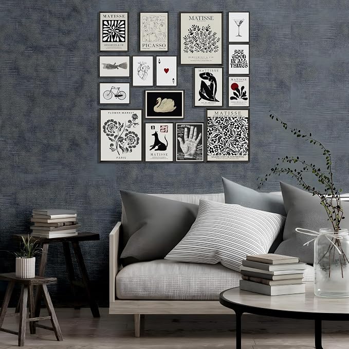 LANCHI95 16 PCS Black and White Home Decor, Eclectic Wall Art, Minimalist - Image 3