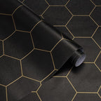 Black and Gold Wallpaper Geometric Peel and Stick Wallpaper by Fiula