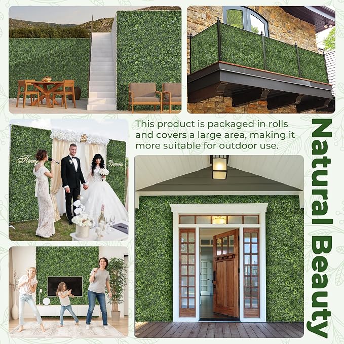 Artificial Boxwood Backdrop Roll: 40"x120" UV-Anti Greenery Faux Grass Hedge - Image 6