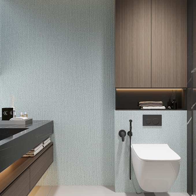 Haimin Fabric Wallpaper Textured Contact Paper Peel and Stick Faux Linen Wall - Image 2