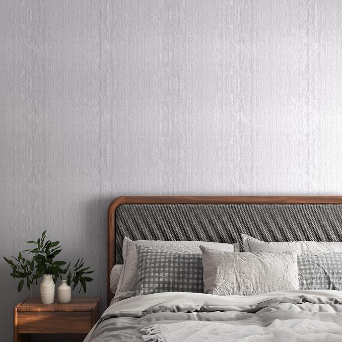 Grasscloth Peel and Stick Wallpaper Gray Fabric Wallpaper Faux Linen Wallpapers - Image 2