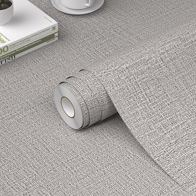 WADILE Grasscloth Peel and Stick Wallpaper 15.7in x 787.4in, Textured Contact by WADILE