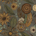 Grey Boho Wallpaper Peel and Stick, Vintage Yellow Green Floral Contact Paper by Laatse